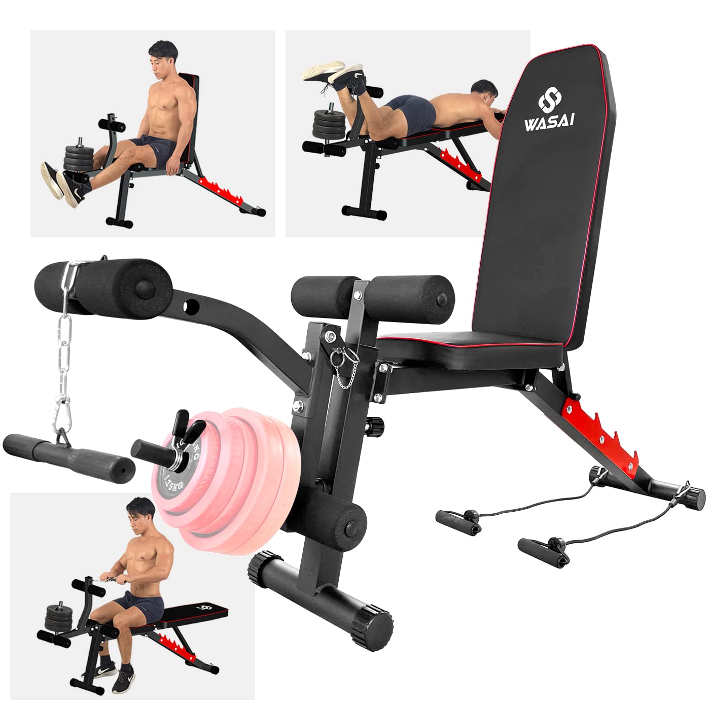 トレーニングベンチ レッグエクステンション＆レッグカール機能搭載 【フラット/インクライン/シットアップ】マルチトレーニングマシン ホームジム 家庭用大腿四頭筋/腹筋/背筋/筋ト