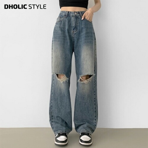 [メガ割りSALE]2TYPEダメージカットアウトワイドデニムパンツ・p533388 5,212円