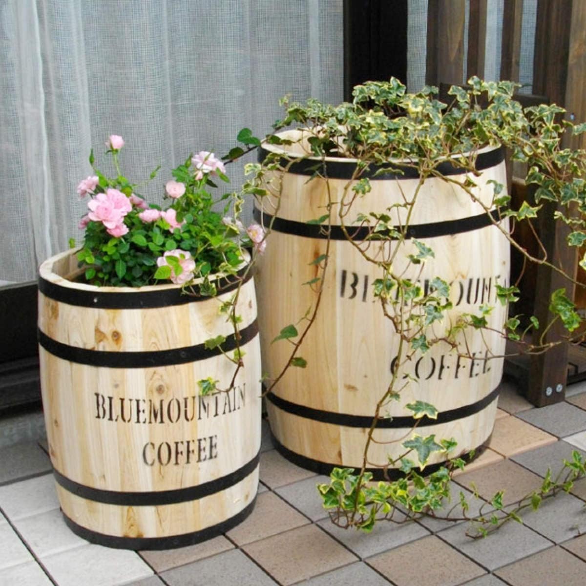 プランター コーヒーバレル 大小 2個組 鉢カバー プランタースタンド プランターカバー 2way 木製 樽型 バレル 鉢植え 植木鉢 屋外 インテリア 収納 サイドテーブル おしゃれ 天然木 8,036円