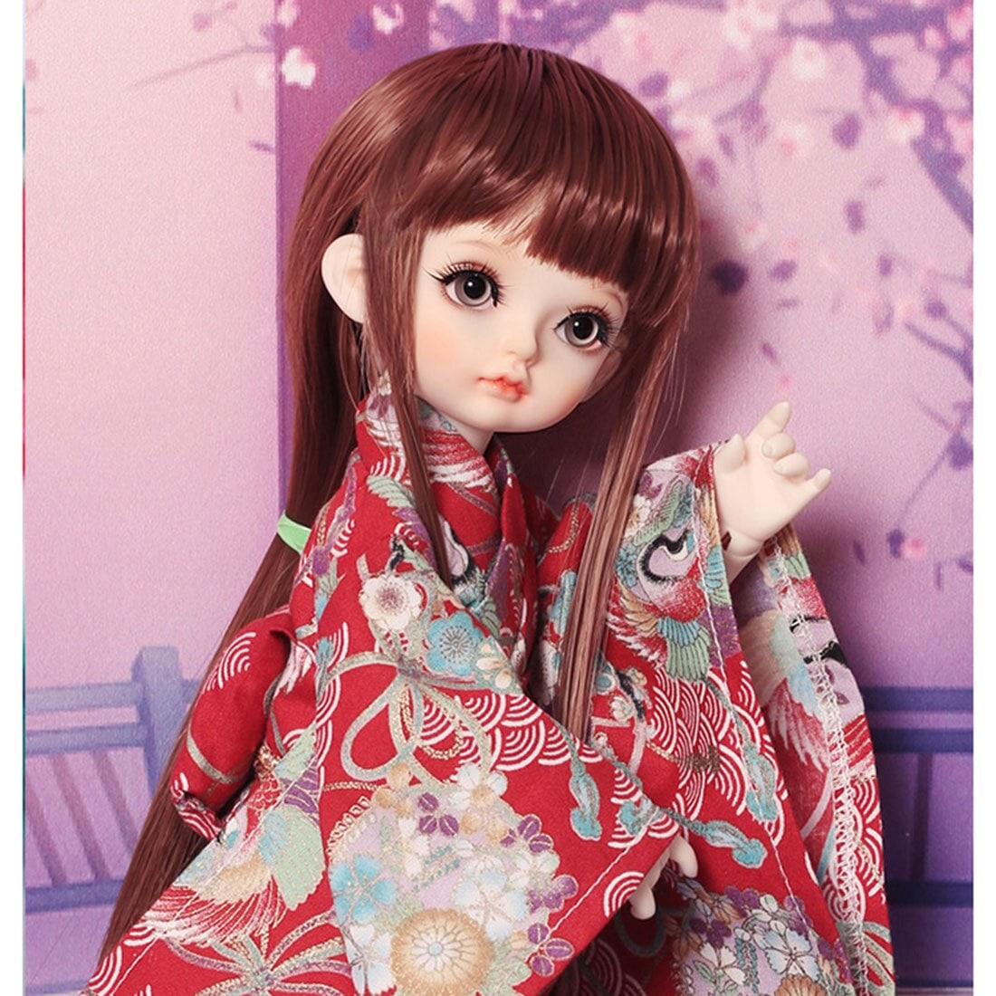 伝統的な着物1/6 bjd人形脳トレーニングおもちゃ子供の教育玩具誕生日クリスマスギフト-(赤) なし人形