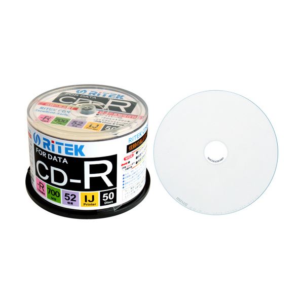 （まとめ）RITEK データ用CD-R 700MB1-52倍速 ホワイトワイドプリンタブル スピンドルケース CD-R700EXWP.50RT C1パック(50枚) (×3セット)