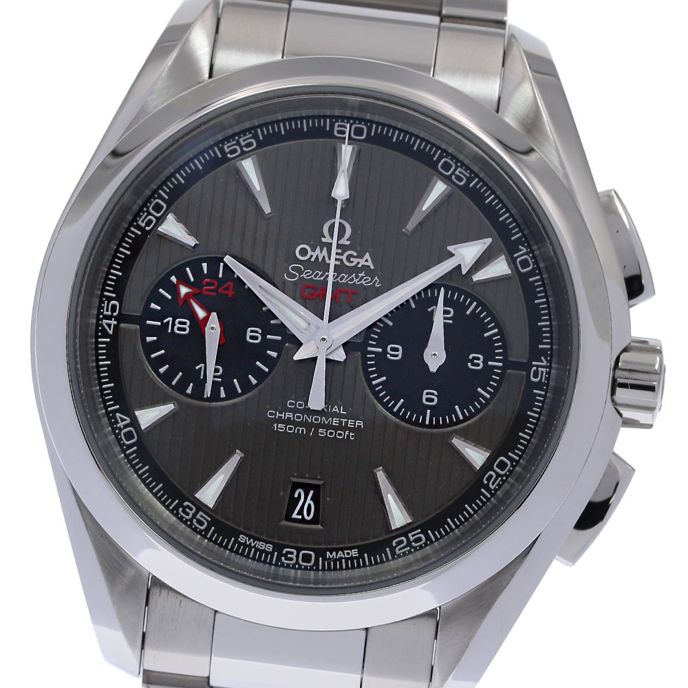 オメガ OMEGA 231.10.43.52.06.001 シーマスター 150M アクアテラ GMT クロノグラフ 自動巻き メンズ 良品 箱・保証書付き_829935【中古】