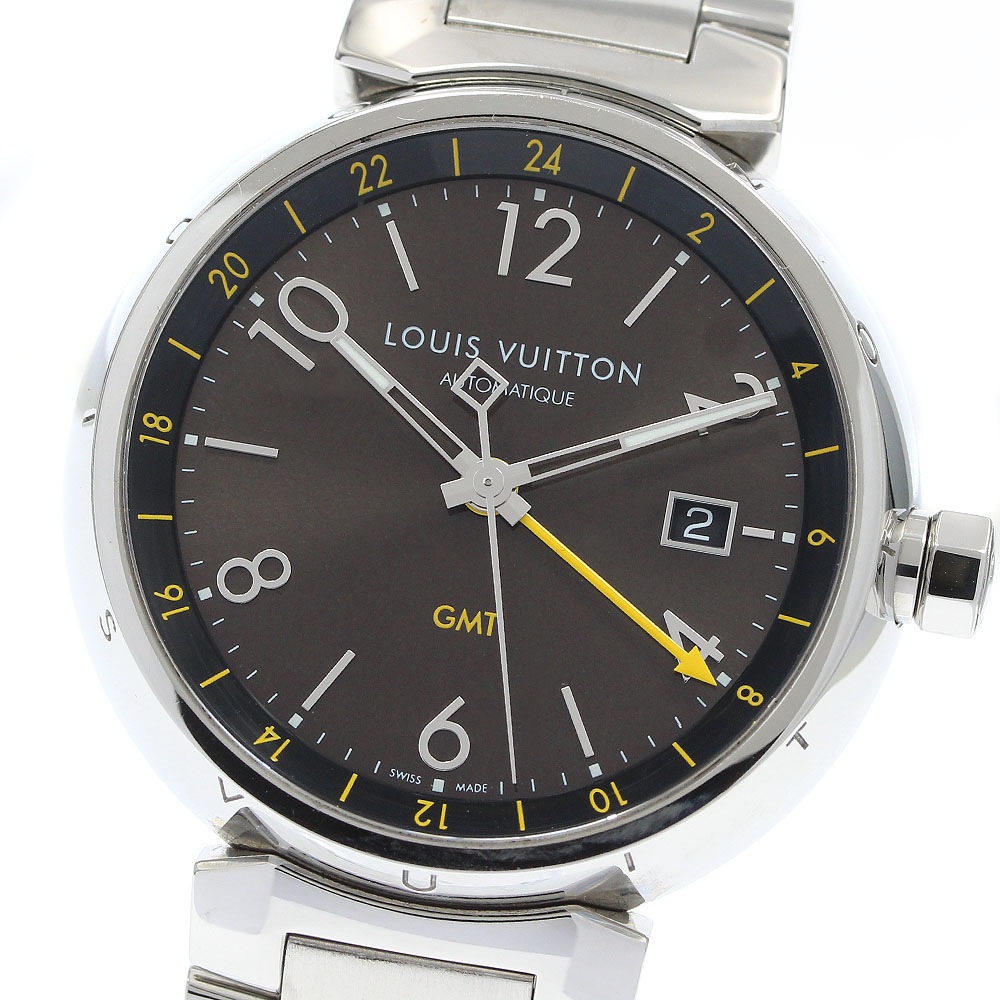 ルイ・ヴィトン LOUIS VUITTON Q1155 タンブール GMT デイト 自動巻き メンズ 良品 箱付き_947262【中古】