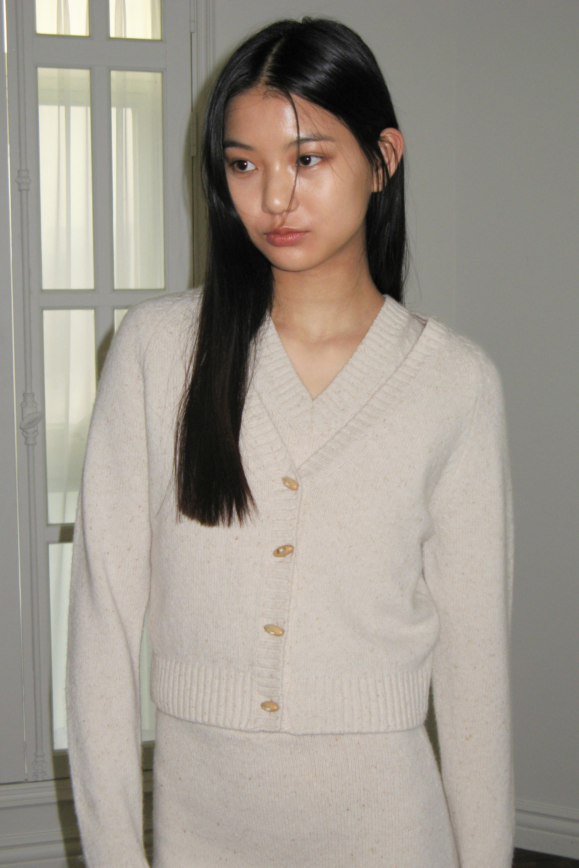 【SINOON】 WOOL BLENDED CARDIGAN : IVORY