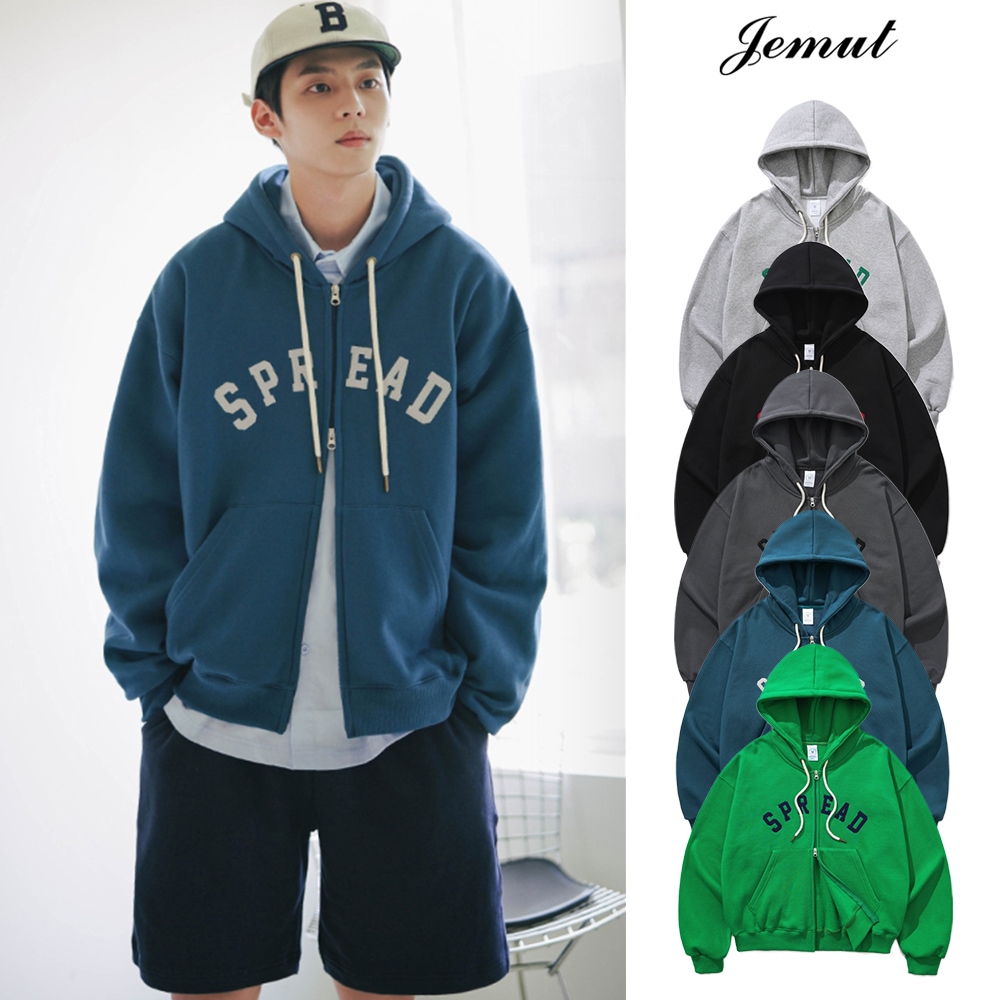 [JEMUT] Spread brushed hood zip-up