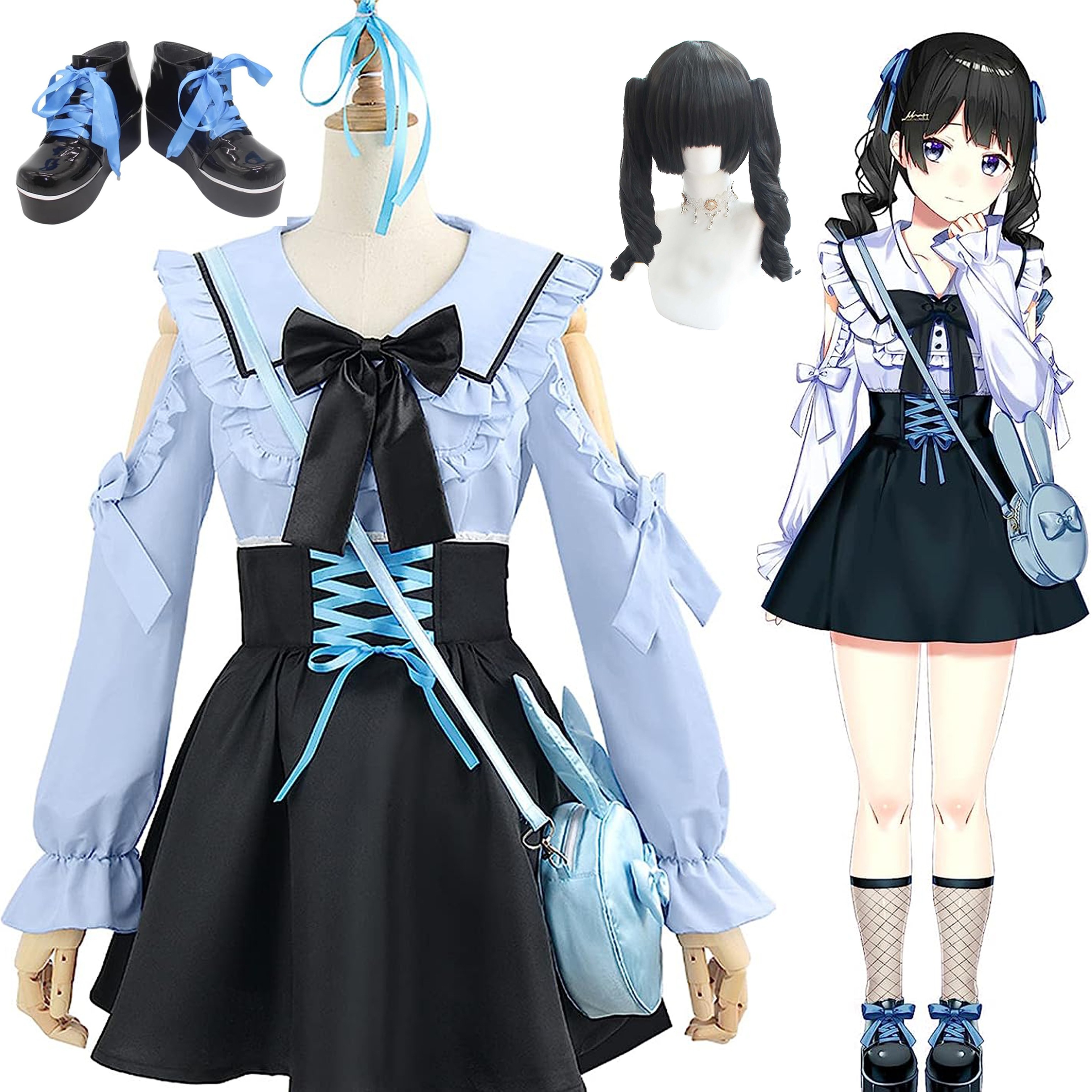 【全シリーズ発売中】 【値引き中】ウィッグ コスプレ衣装 ハロウィン コスチューム 服 Vtuber 地雷系ワンピース 大人 撮影 可愛い お祭り コスプレ服 衣装 つきみと 衣装 コスプレ 月ノ美兎