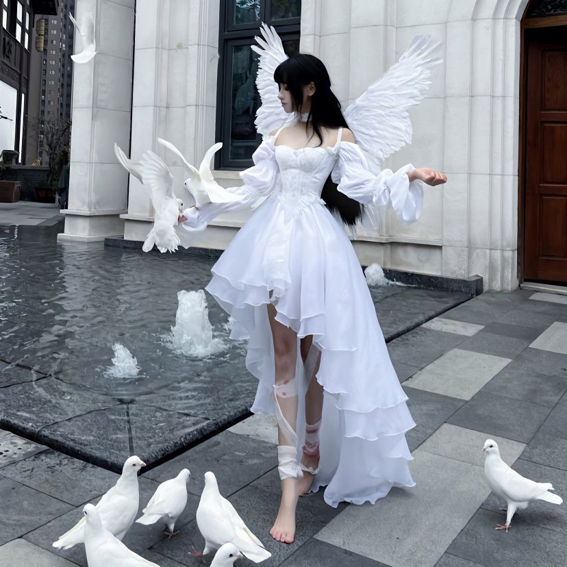 最短出荷 韓国ファッションッロリータ コスプレ 2025新作 夏 ロリータ ワンピース ドレス バブル袖 可愛い レース ワンピース脚魅せミニスカート 5,458円