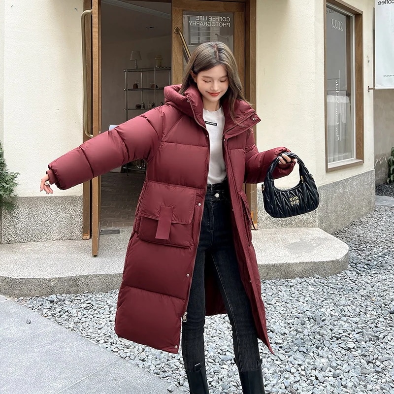 女性のためのロングダウンジャケット 24 のスタイルの膝上のコットンジャケットルーズ肥厚フード付きコットンジャケット 4,934円