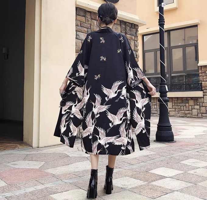 レディース ジャケット 上着 羽織 前開き ミディアム 7分袖 ドロップショルダー 襟なし ワイド ストレート カジュアル おしゃれ かっこいい こなれ感 ラフ メンズライク ボーイッシュ 個性的