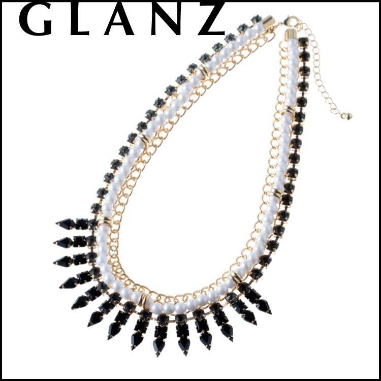 ビジューネックレス パール　パールビジューネックレス（ゴールド）