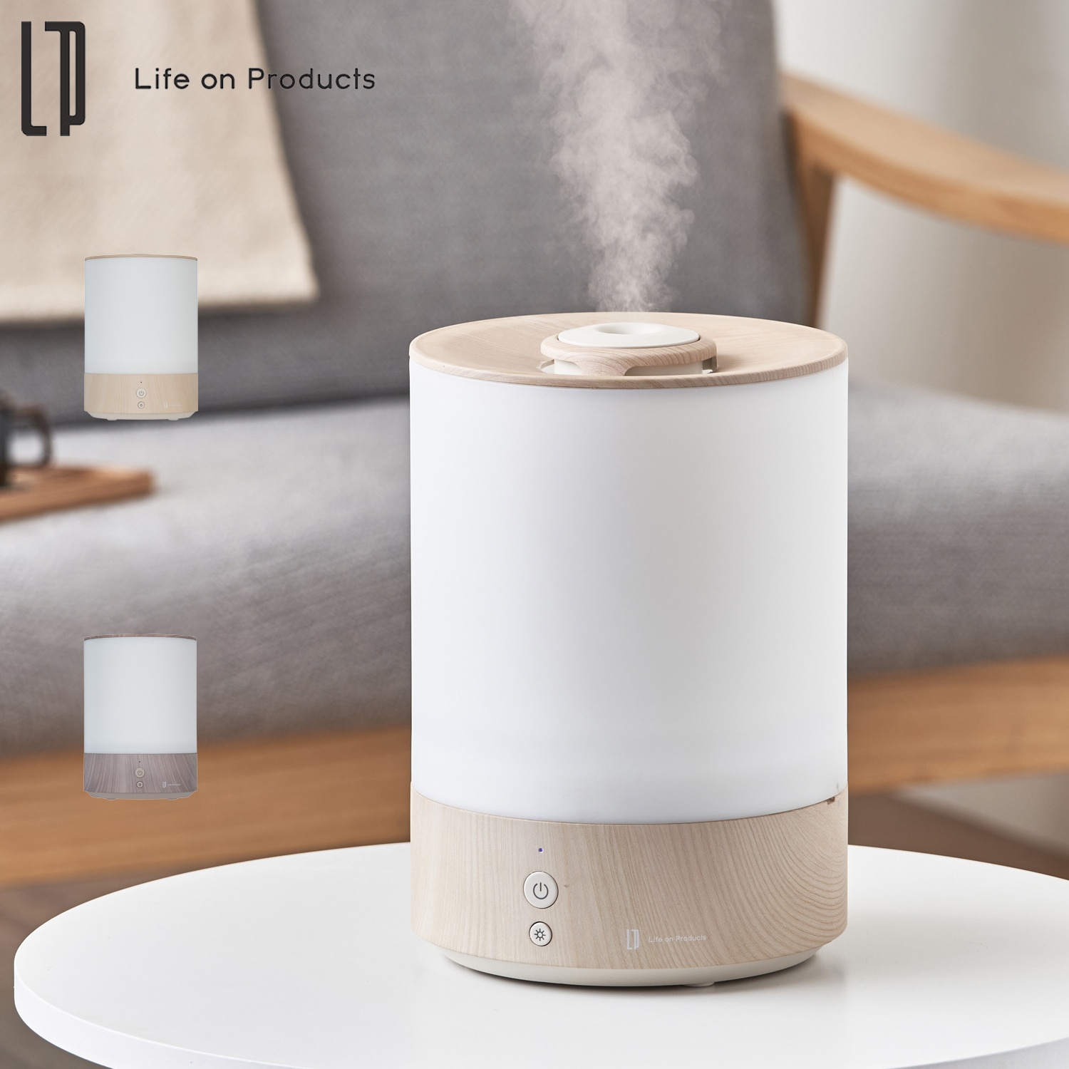 加湿器 卓上 上部給水式 お手入れ簡単 650ml 超音波式 ライト付 LCAHF016