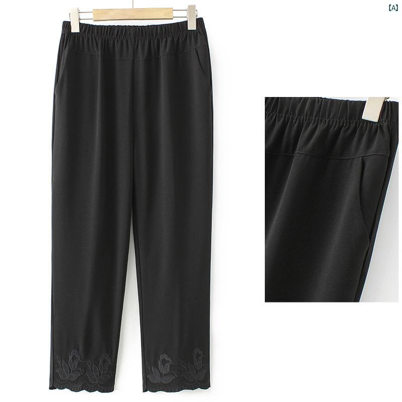 レディース ファッション おしゃれ 春夏 秋　冬 大人 上品 高級 マダム プレゼント 敬老日　おばあちゃん 夏 シフォン パンツ ハイウエスト ストレート パンツ カジュアル 九分丈 パンツ