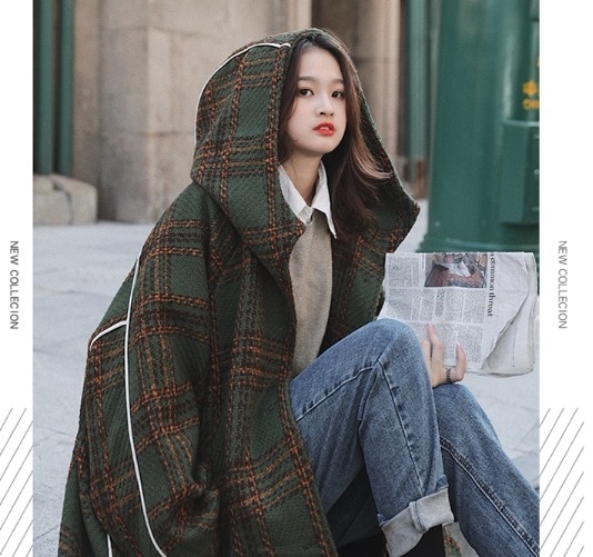 アウター コート ロングコート 袖あり 長袖 デザイン ボタン トリム オーバーサイズ ビッグシルエット 美ライン ニュアンス ポケット 前開き フード付き かわいい 大人可愛い きれいめ シンプル