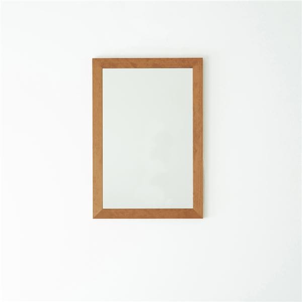 幅広枠ウォールミラー（55×80）（ハニーブラウン／茶） 天然木 姿見鏡 ワイド 高級感 木製 飛散防止加工 壁掛け 北欧風 ヴィンテージ 韓国インテリア 玄関 ...
