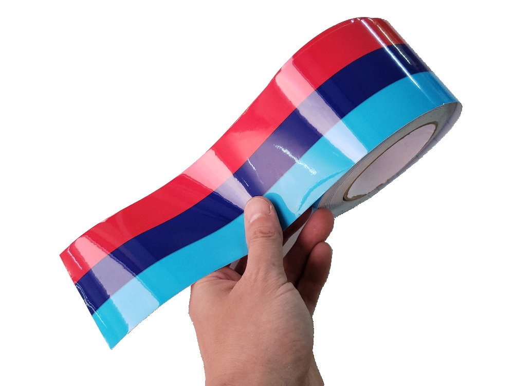 国旗ステッカー (Ｍカラー) 幅7.5cm×10メートル 延長可能 トリコカラー ラインテープ 長さ1000cm 艶有り グロスカラー カッティング可能シート 10m