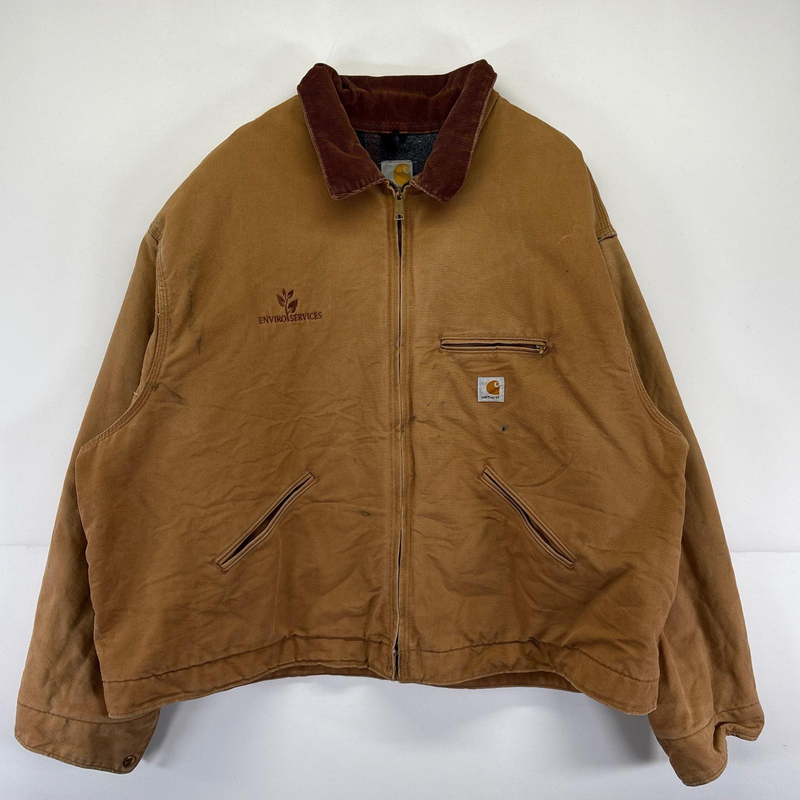 古着 USA製 ワークジャケット デトロイトジャケット 大きいサイズ ワーク ダック地 ブランケット 4XL ベージュ系 メンズ