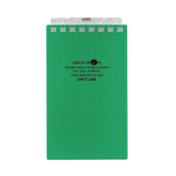 （まとめ） リヒトラブ AQUA DROPsツイストノート（メモサイズ） 12572mm 8穴 5mm方眼罫 緑 40枚 N-1661-7 1冊 30セット