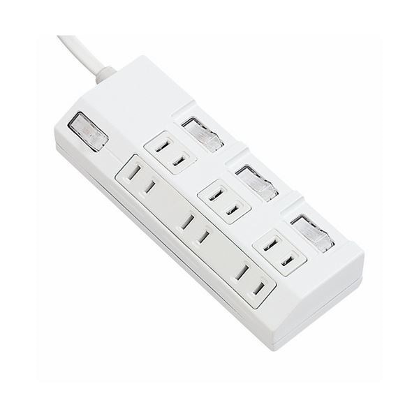 (まとめ) パナソニック ザタップマルチ 一括個別スイッチ付 2P6個口 ホワイト 2.0m WHA29263WKP(1個) 2セット