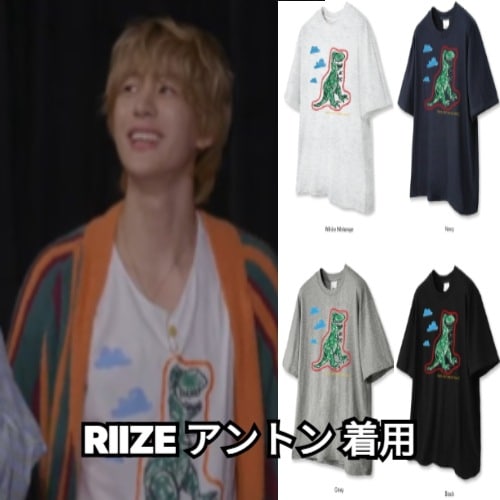 [RIIZE アントン 着用] ビッグサイズ オーバーフィット ダイノ 半袖Tシャツ 5color / 可愛い カップルルック 男女共用/riize Tシャツ/男子半袖Tシャツ/女子半袖Tシャツ