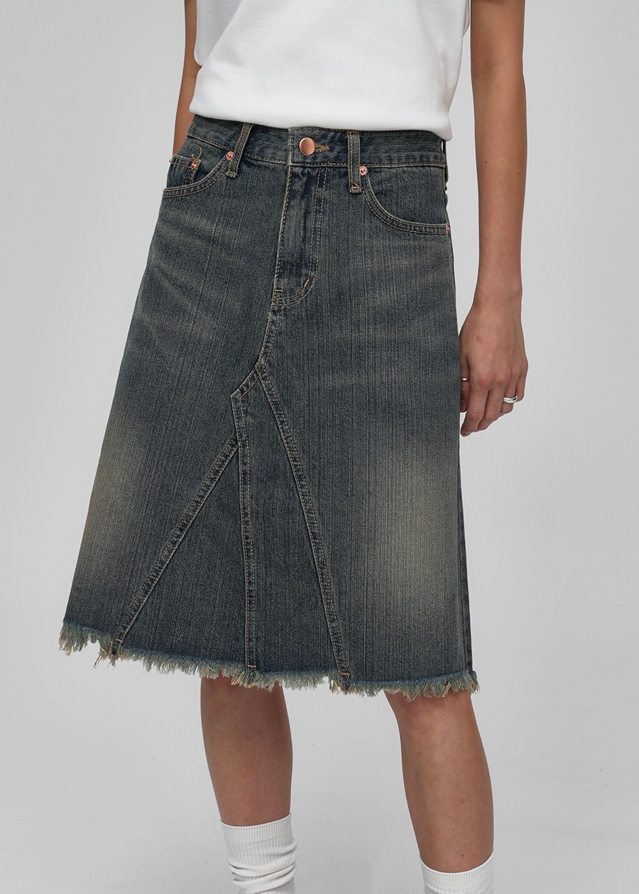 クリーンヴィンテージミディデニムスカート