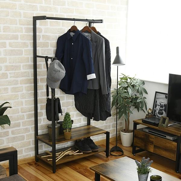 ハンガーラック オープンラック 収納棚 ビンテージ風 ブルックリンスタイル カフェ風 おしゃれ レトロ 北欧 ナチュラル カフェ風 デザイン かっこいい 棚 ラック