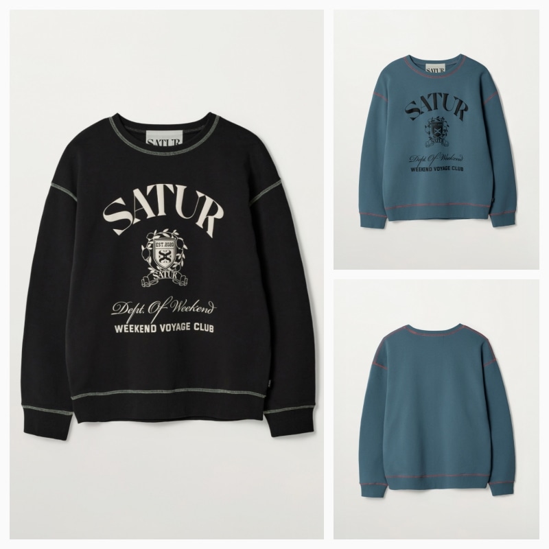 【SATUR】26SS CREST LOGO GRAPHIC SWEATSHIRT : 2COLORS