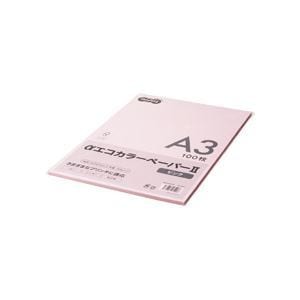 （まとめ） TANOSEE αエコカラーペーパーII A3 ピンク 少枚数パック 1冊（100枚） 5セット