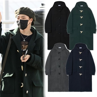 [ Stray Kids I.N着用] オーバーサイズ メルトン ダッフル ロング コート_4color