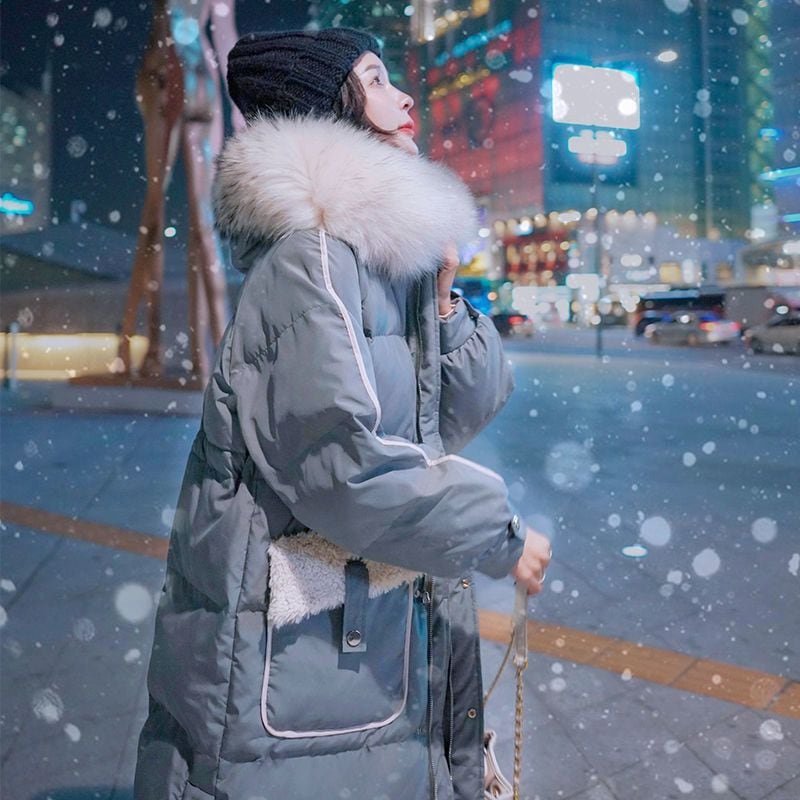 4色 韓国ファッション ダウンコート レディース 冬服 ロングコート トレンド セミロング 中綿ジャケット