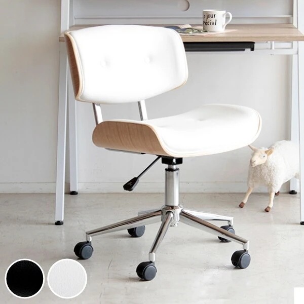 デスクチェア 座面高44－54cm 高さ調整 キャスターチェア オフィスチェア おしゃれ レザー調