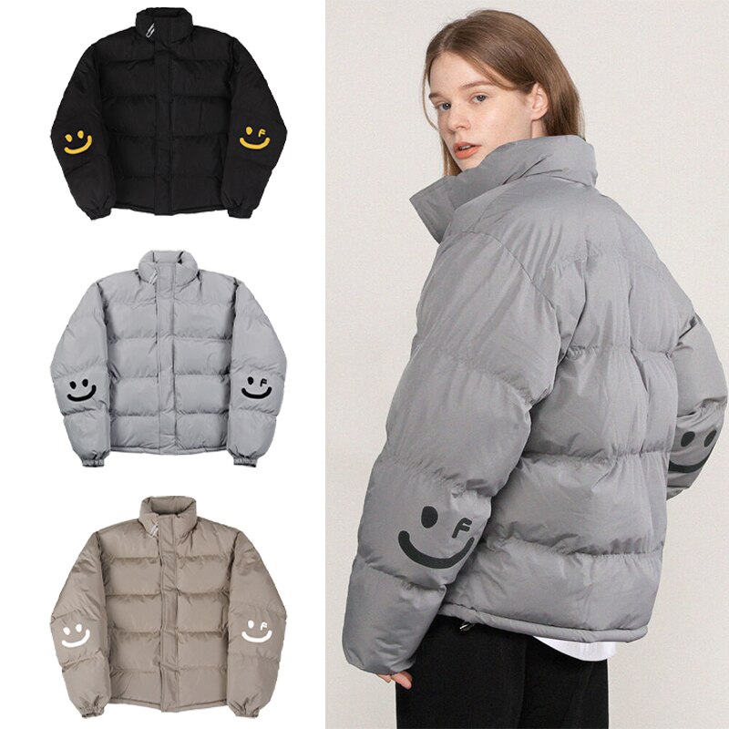 [UNISEX]Elbow Smile Drawing Scotch White Clip Short Down Jacket_3color