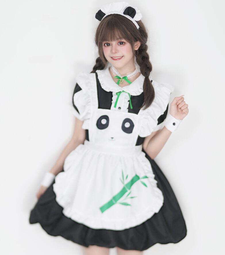 中華風メイド服 可愛いメイド服 パンダ レディースコスチューム メイド喫茶 メイドコスチューム エプロン ウェイトレスコスプレ 萌え 可愛い 美少女ウェア ハロウィン衣装 クリスマスパーティー 舞台衣