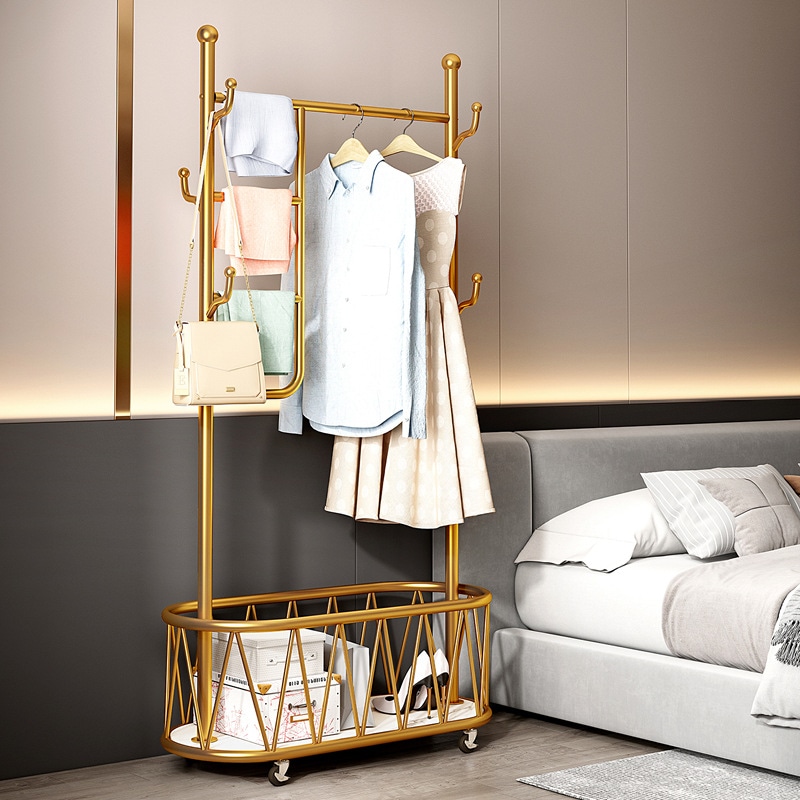 衣類ラック 寝室 床置き 家庭用 屋内 ライト 高級 取り外し可能 衣類ラック ルーム シンプル シングルポール コートと帽子の収納ラック