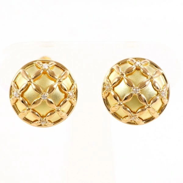 K18 18金 YGPG イヤリング ダイヤ 0.05×2 カード鑑別書 ジュエリー 中古