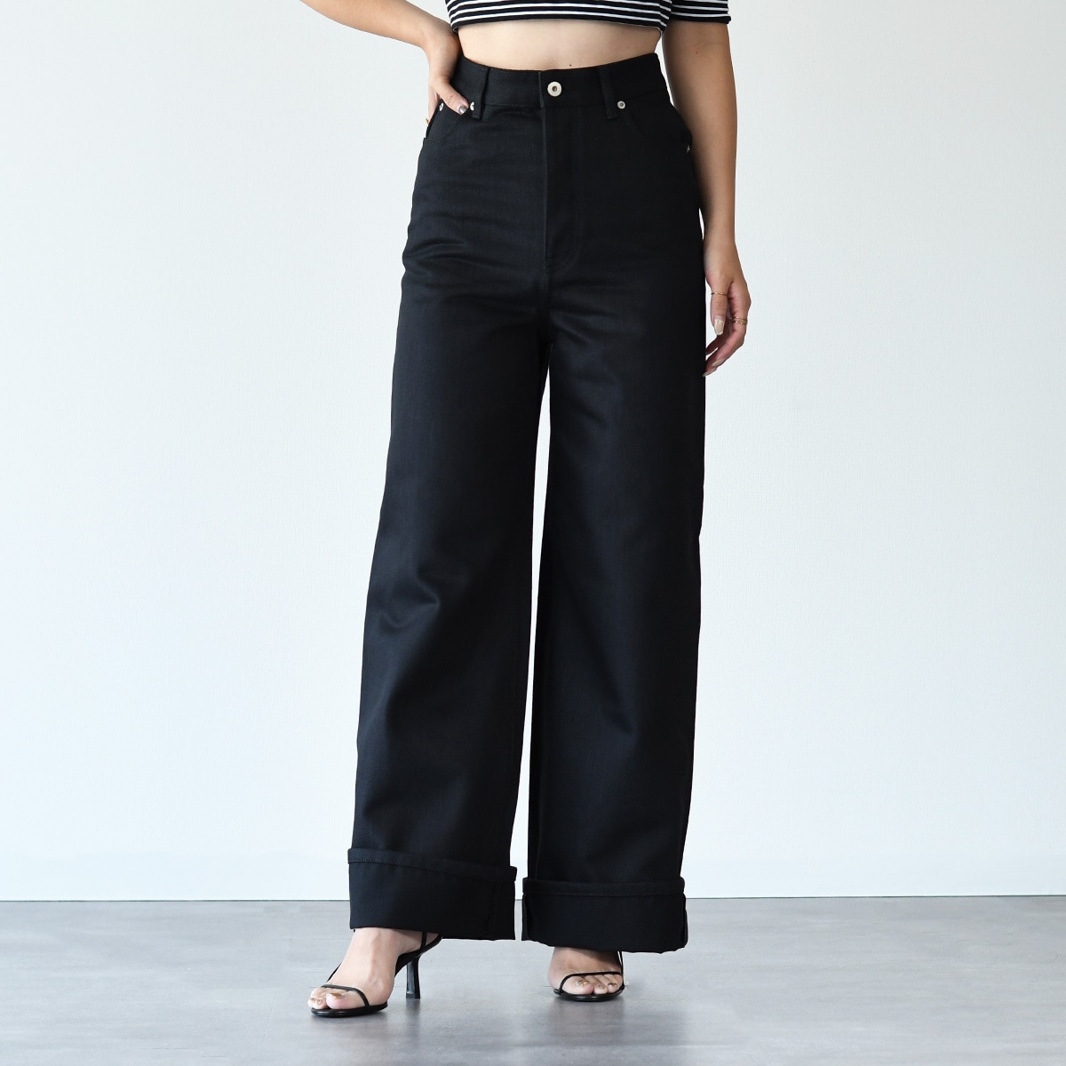 ボトムス デニム ハイウエスト レギュラーフィット ジーンズ S540Y11X63 レディース ブラック コットン ロング丈人気 おすすめ プレゼント