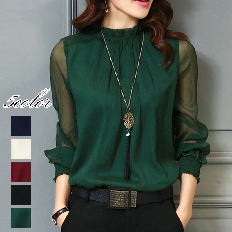 Ｔシャツ　長袖　チュール　レース　ユニークデザイ　おしゃれ　着痩せ　透かし彫り　韓国ファッション　レ