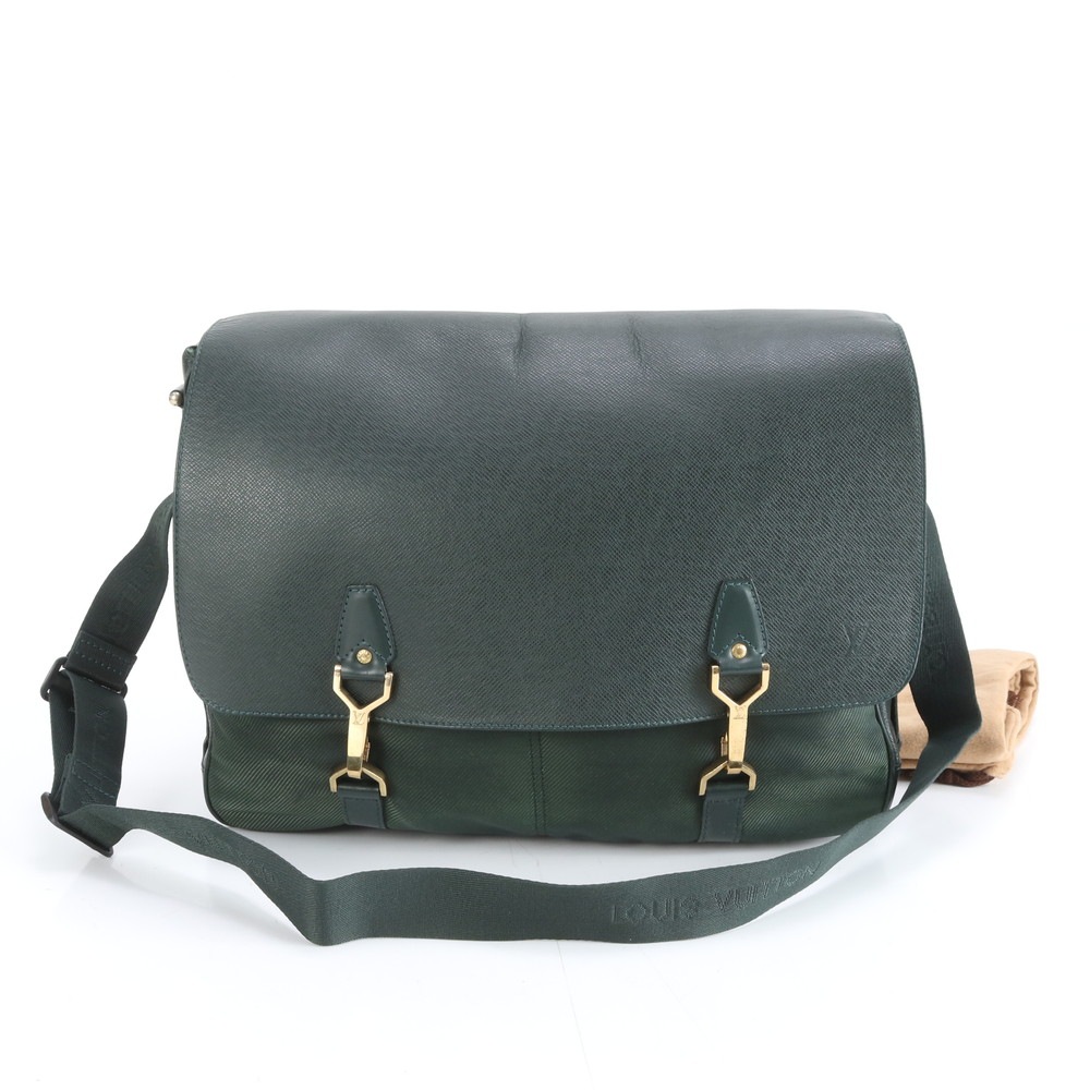 美品 タイガ デルスー M30164 レザー ショルダーバッグ 斜め掛け メッセンジャー ビジネス 通勤 トート A4 メンズ REE DL35-8 中古