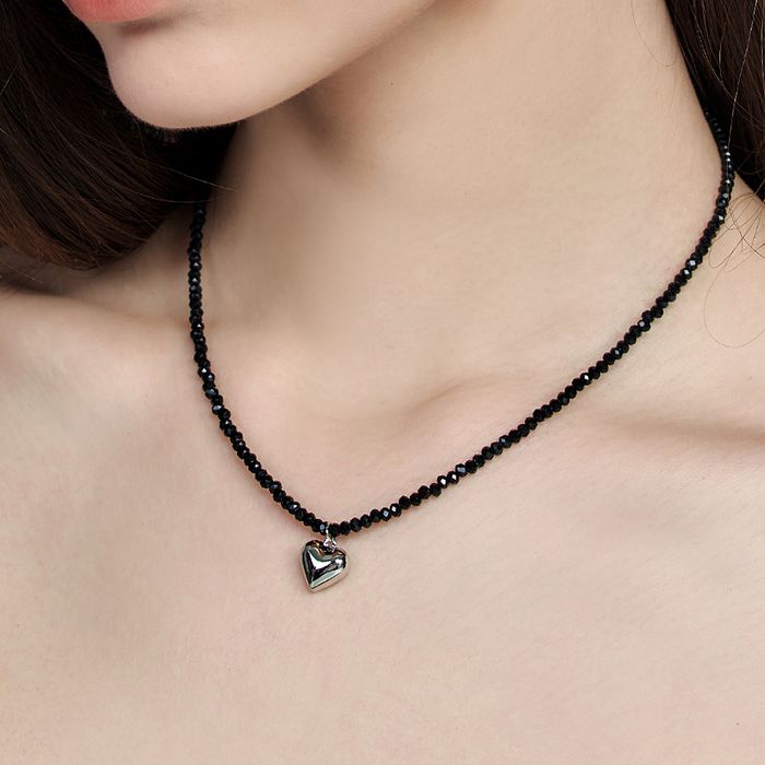 crystal heart necklace 2色 おしゃれ 韓国芸能人着用 韓国ファッション