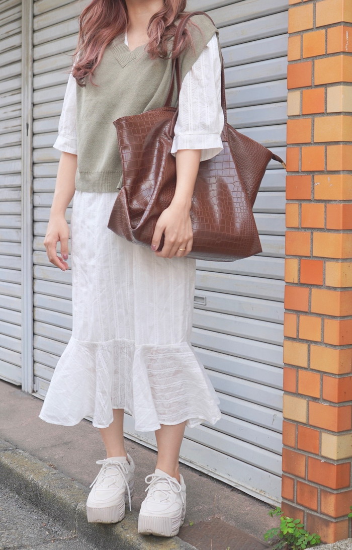 A.D.G レディース ワンピース レースコットンマーメイドワンピース ホワイト