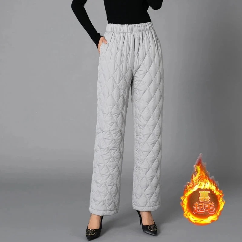 【急速出荷!】ダウン綿パンツ ボトムス 中綿パンツ レディース 暖か 保温 軽量 真 防寒ズボン ワイドパンツ ストレートパンツ ハイウェスト
