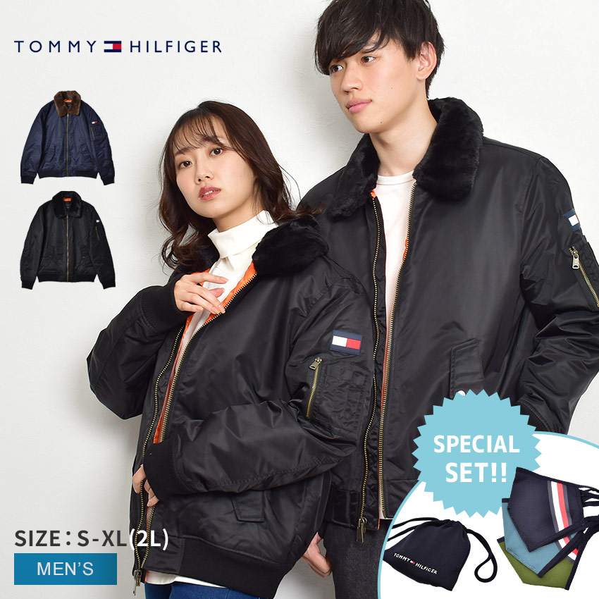 FLIGHT JKT W FUR 159AN971 メンズ TOMMY HILFIGER トミーヒルフィガー メンズ 羽織 上着 ブランド フライトジャケット ロゴ ワッペン