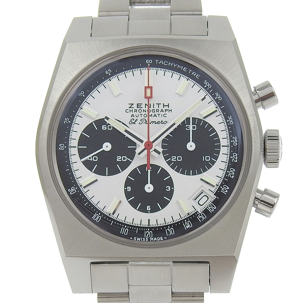 クロノマスター リバイバル エル・プリメロ 50th Anniversary 限定モデル 03.A384.400 腕時計 ステンレススチール 自動巻き クロノグラフ メンズ 白文字盤 中古品 A+