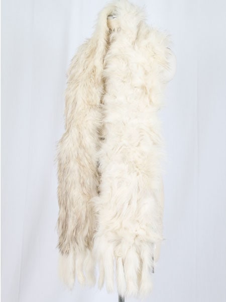 コヨーテ ファー マフラー フリンジ付 ブリーチホワイト 送料無料 レディース ギフト プレゼント