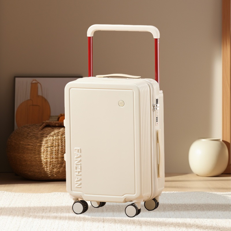 女性用2025年学生用新型ワイドトロリースーツケース高価値サイレントホイールパスワード旅行用小型フレッシュ搭乗スーツケース男性用