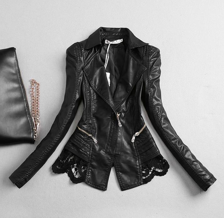 レザージャケット 革ジャン ダブルライダース ショート丈 短ジャンパーブルゾンスレンダーライン細身レディースファッションコートジャケット black レース ライダースジャケット