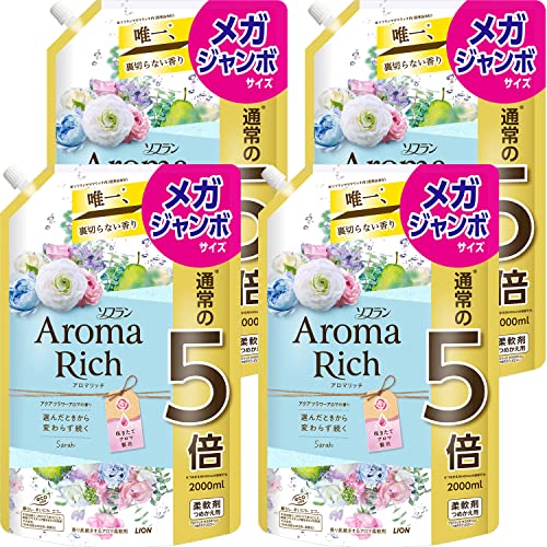 【まとめ買い 大容量】 ソフランアロマリッチ ソフラン アロマリッチ サラ(アクアフラワーアロマの香り) 柔軟剤 詰め替え メガジャンボ 200 7,438円