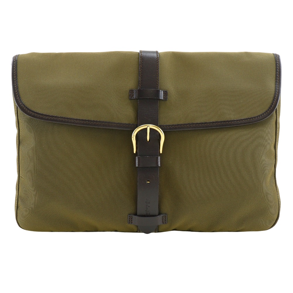 Salvatore Ferragamo サルヴァトーレフェラガモ ハンドバッグ クラッチバッグ キャンバス カーキ ユニセックス 中古品 Aランク