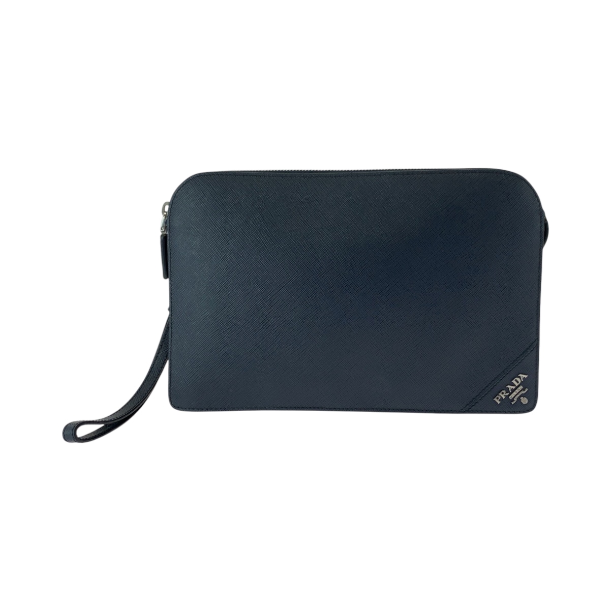 美品 サフィアーノ ロゴ ネイビー シルバー金具 レザー 2VF056 クラッチバッグ セカンドバッグ メンズ 500827