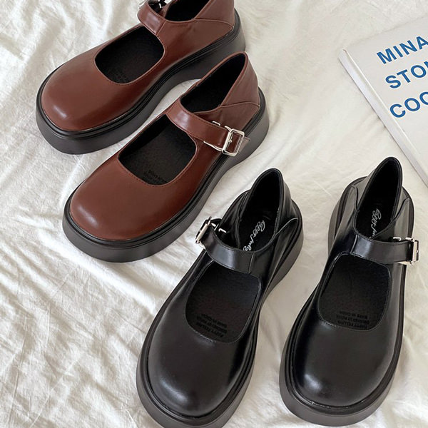 ローファー フロントストラップ オブリークトゥ 厚底 ウェッジソール ヒール レディース 黒 茶 ブラック ブラウン おじ靴 革靴 オックスフォード 靴 婦人靴 韓国
