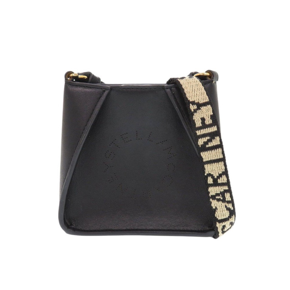 美品 マイクロポシェット SP21700159 ショルダーバッグ レザー/キャンバス ブラック 0843【中古】 レディース